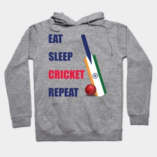 Eat Sleep Cricket Repeat India Flag Cricket Bat Hoodie